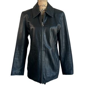 Colebrook 100% Black Leather Zip Up Jacket